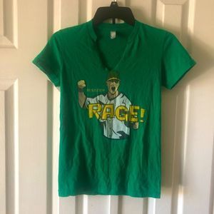 6/$20 American Apparel green Opening Day Designs Rage baseball t-shirt size S